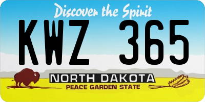 ND license plate KWZ365