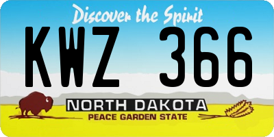 ND license plate KWZ366