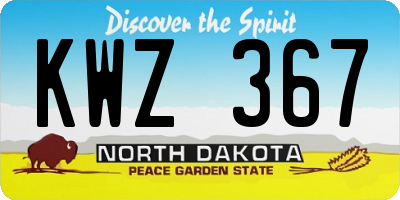 ND license plate KWZ367
