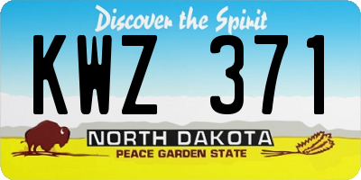 ND license plate KWZ371