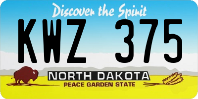 ND license plate KWZ375