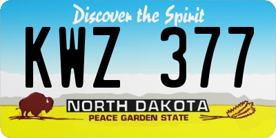 ND license plate KWZ377