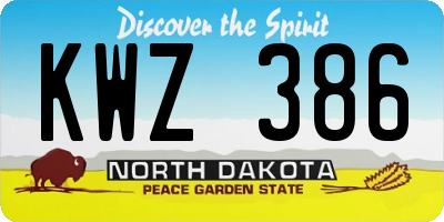 ND license plate KWZ386