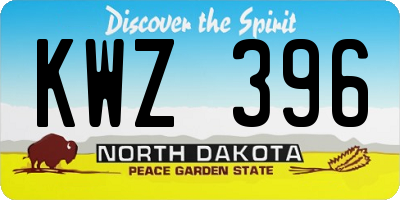 ND license plate KWZ396