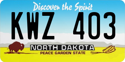 ND license plate KWZ403