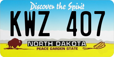 ND license plate KWZ407