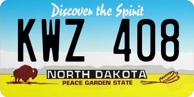 ND license plate KWZ408