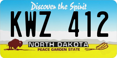 ND license plate KWZ412