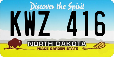 ND license plate KWZ416