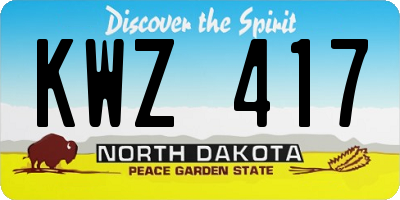 ND license plate KWZ417