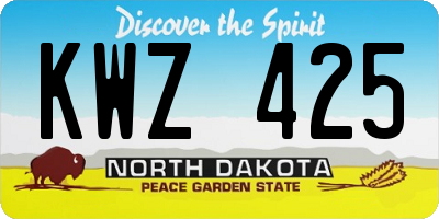 ND license plate KWZ425