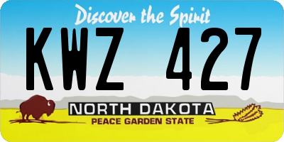 ND license plate KWZ427