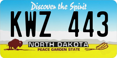 ND license plate KWZ443