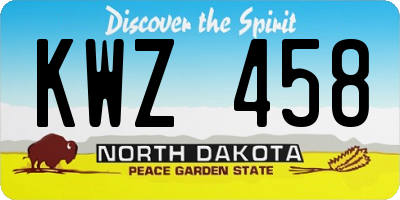 ND license plate KWZ458