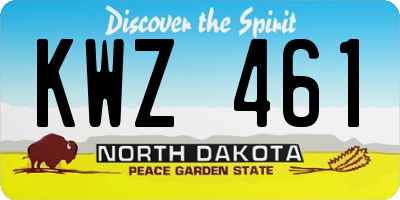 ND license plate KWZ461