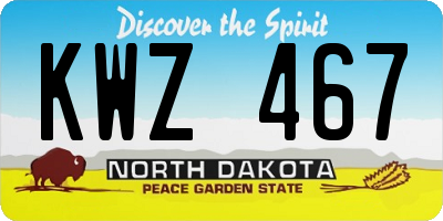 ND license plate KWZ467
