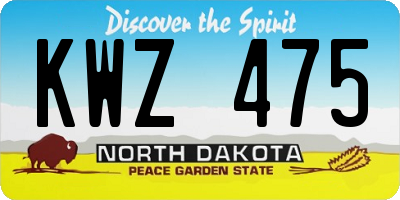 ND license plate KWZ475
