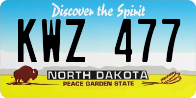 ND license plate KWZ477