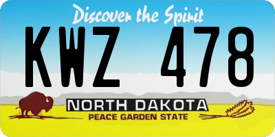 ND license plate KWZ478