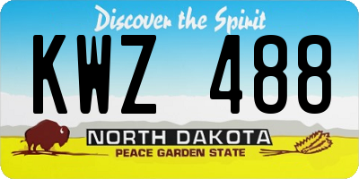 ND license plate KWZ488