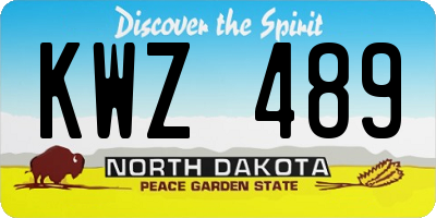 ND license plate KWZ489