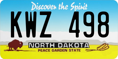 ND license plate KWZ498