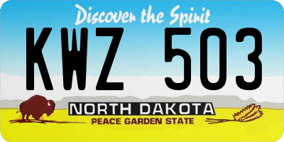 ND license plate KWZ503