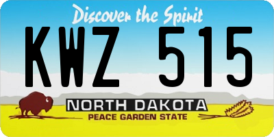 ND license plate KWZ515