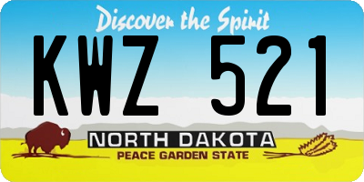ND license plate KWZ521