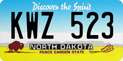 ND license plate KWZ523