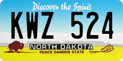 ND license plate KWZ524