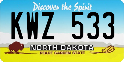 ND license plate KWZ533