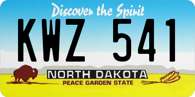 ND license plate KWZ541