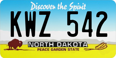 ND license plate KWZ542