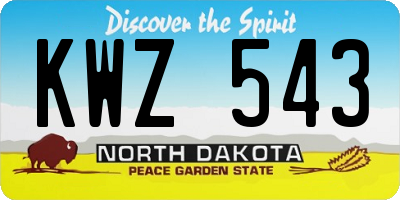 ND license plate KWZ543