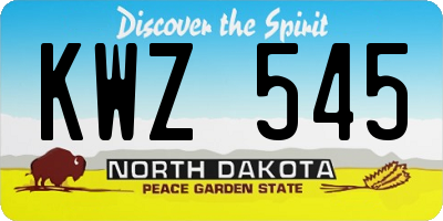 ND license plate KWZ545