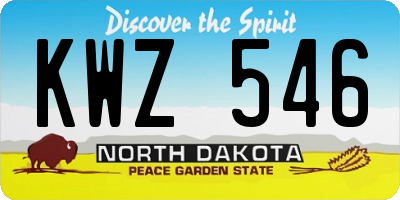 ND license plate KWZ546