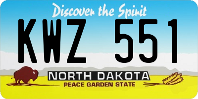 ND license plate KWZ551