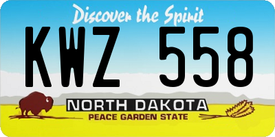 ND license plate KWZ558