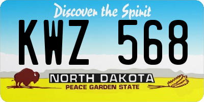 ND license plate KWZ568