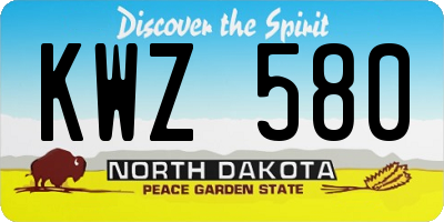 ND license plate KWZ580