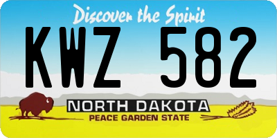 ND license plate KWZ582