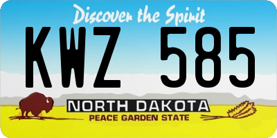 ND license plate KWZ585