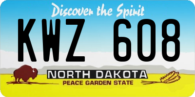 ND license plate KWZ608