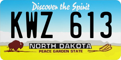 ND license plate KWZ613