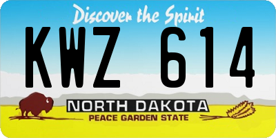ND license plate KWZ614
