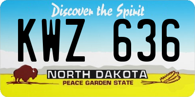 ND license plate KWZ636
