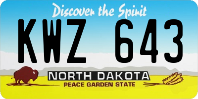 ND license plate KWZ643