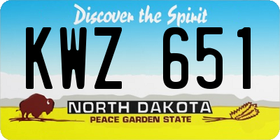 ND license plate KWZ651