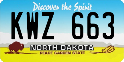 ND license plate KWZ663